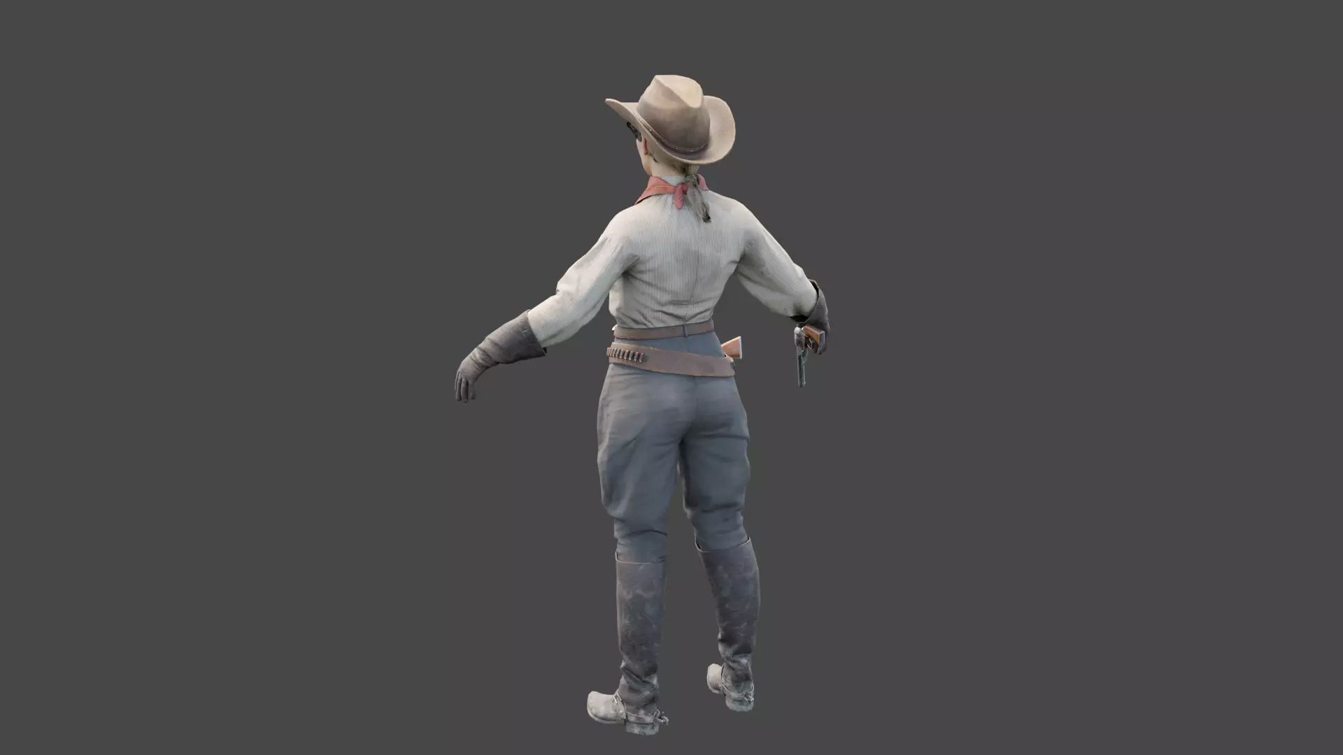 Girl Rigged - Wild West Character Low-poly 3D model_2