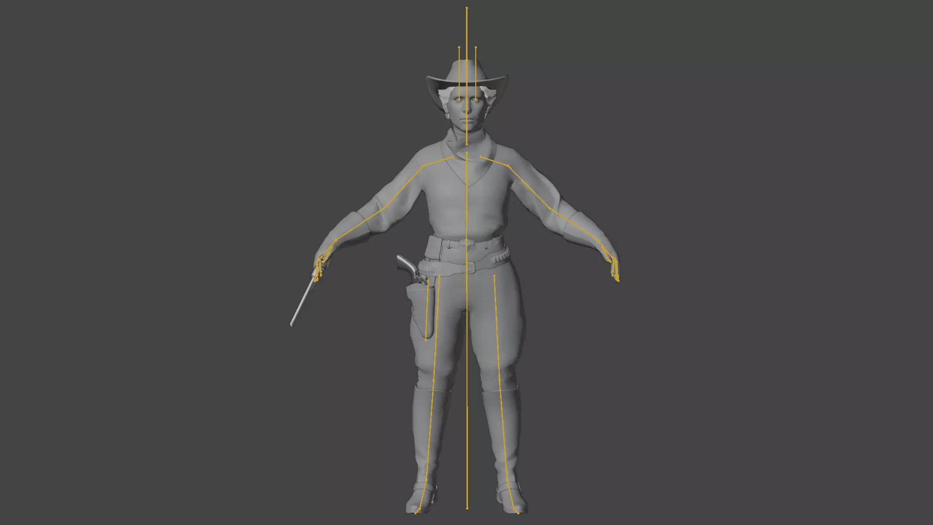 Girl Rigged - Wild West Character Low-poly 3D model_6