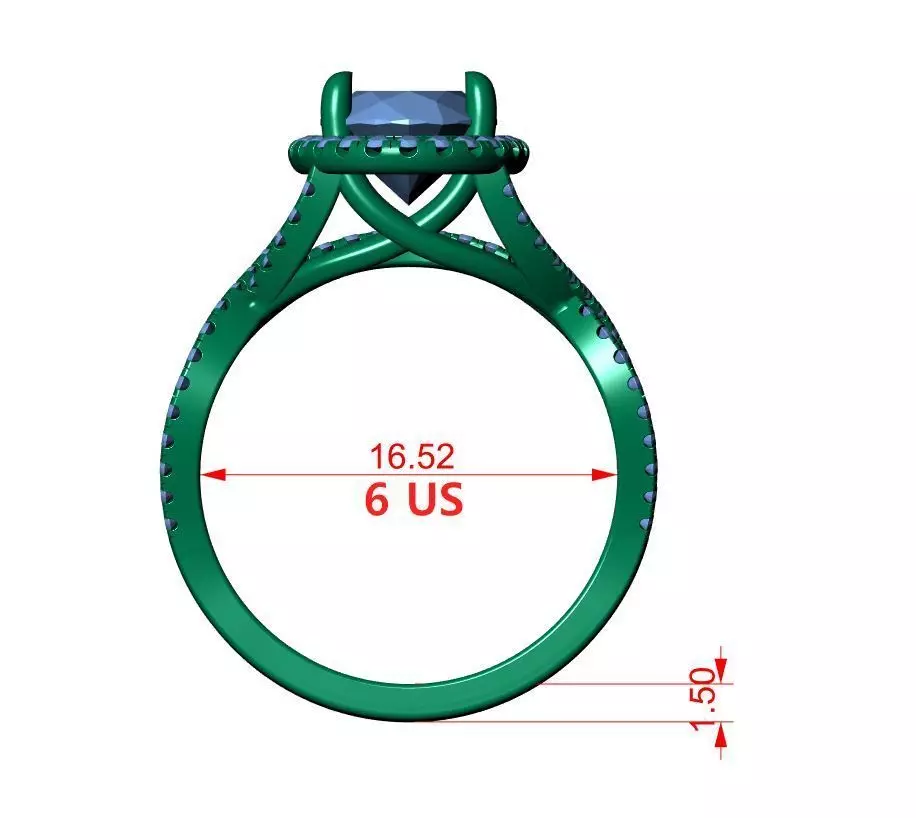 Oval Engagement Ring 3D print model_13