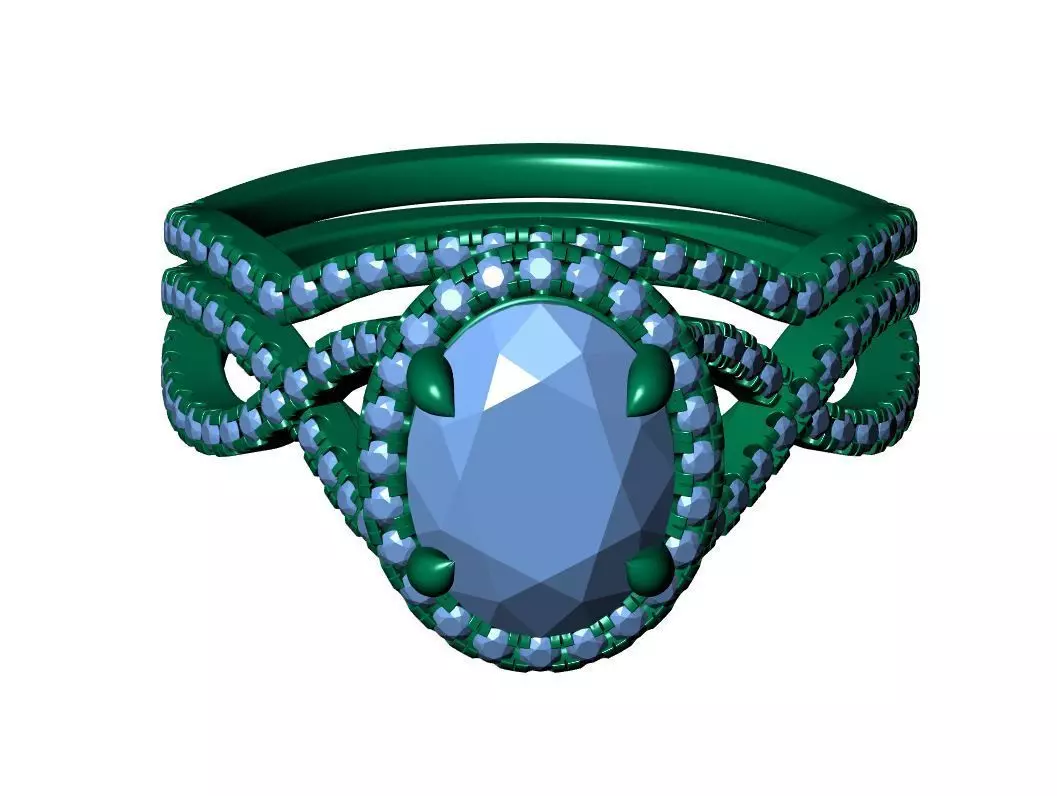 Oval Engagement Ring 3D print model_11