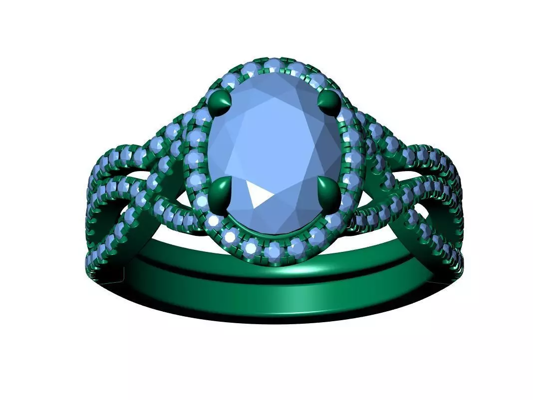 Oval Engagement Ring 3D print model_12