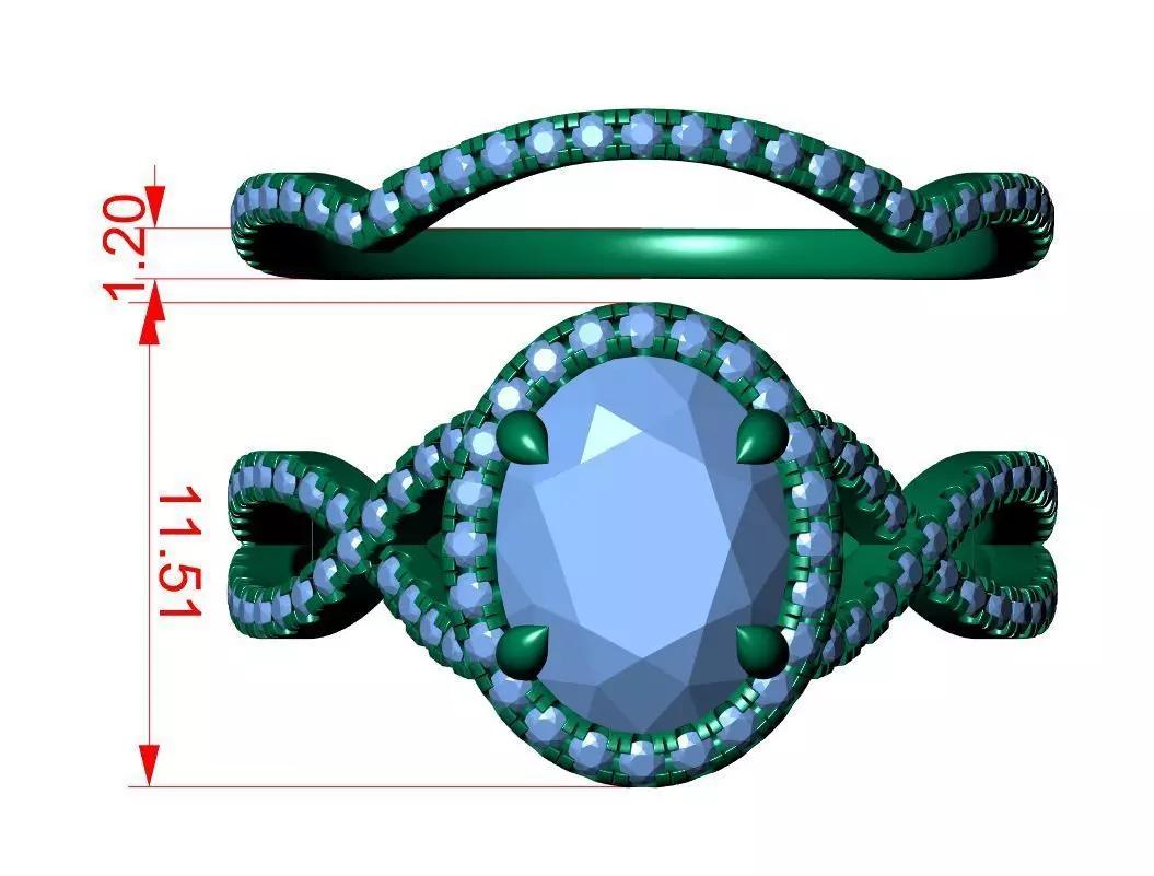 Oval Engagement Ring 3D print model_10