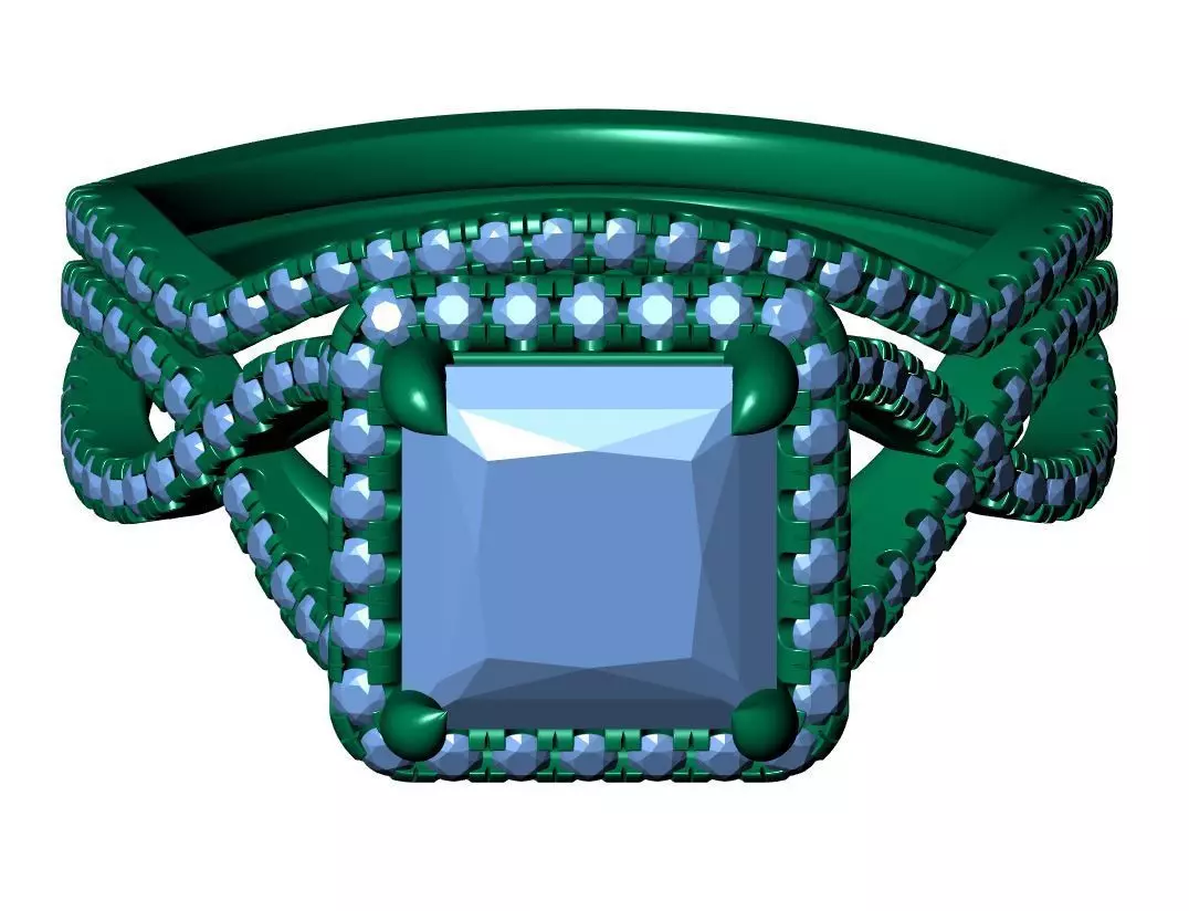 Princess Engagement Ring 3D print model_11