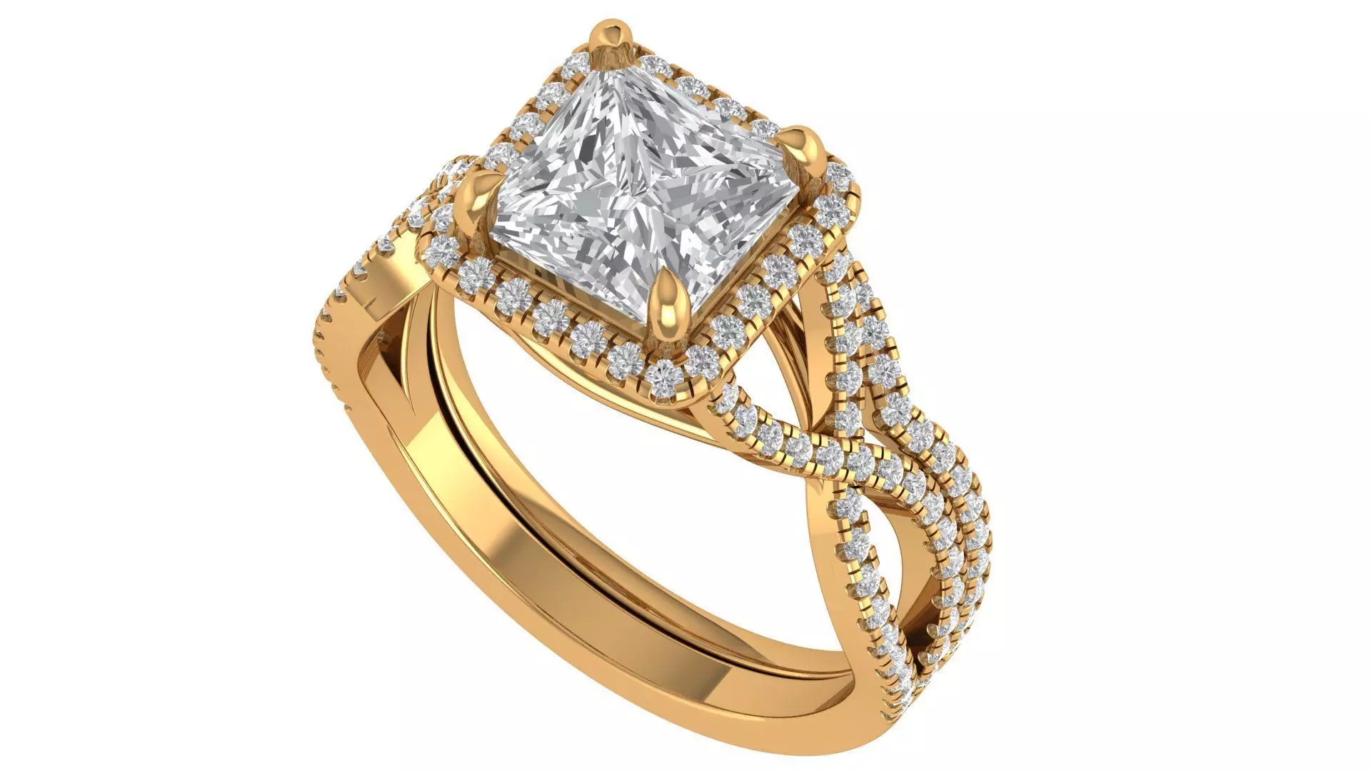 Princess Engagement Ring 3D print model_3