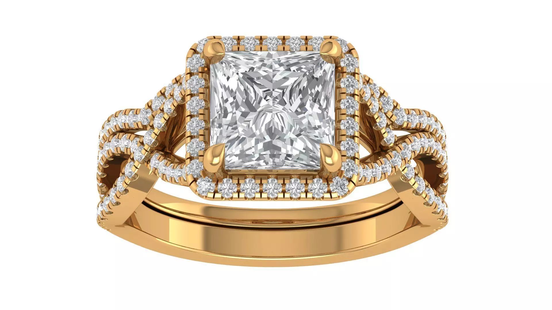 Princess Engagement Ring 3D print model_4