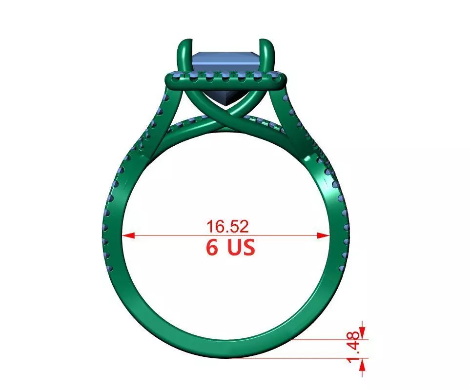 Princess Engagement Ring 3D print model_13