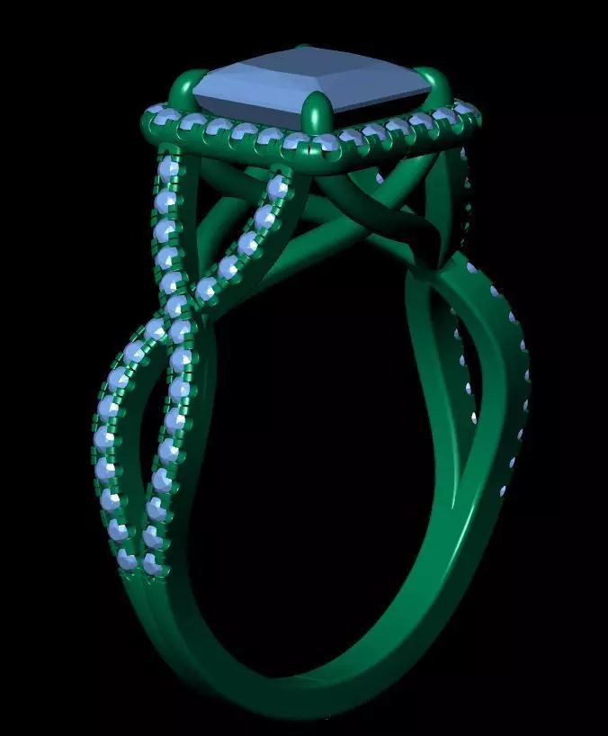 Princess Engagement Ring 3D print model_15