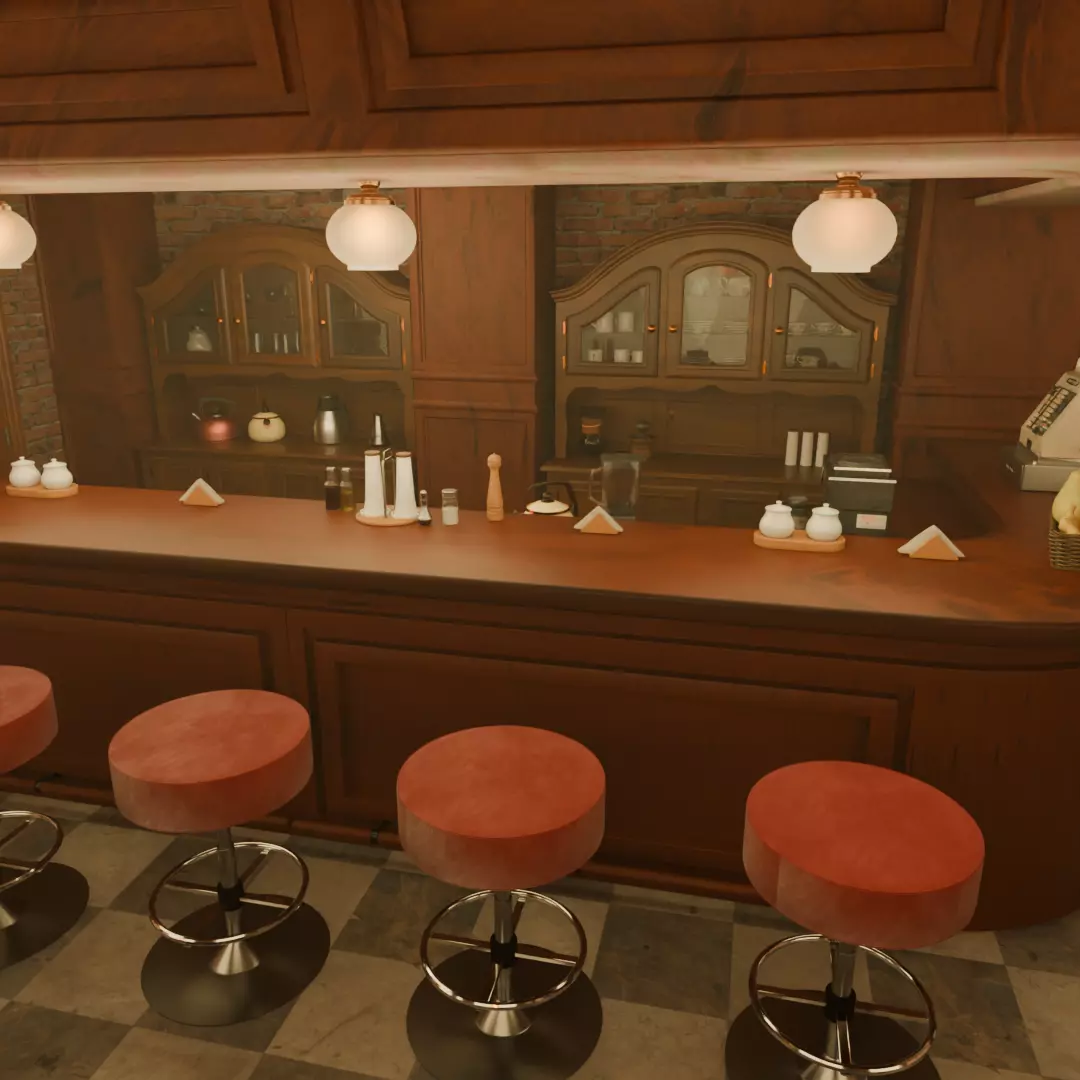 Retro Japanese coffee shop 3D model_5
