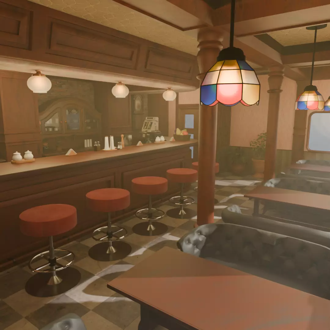 Retro Japanese coffee shop 3D model_1