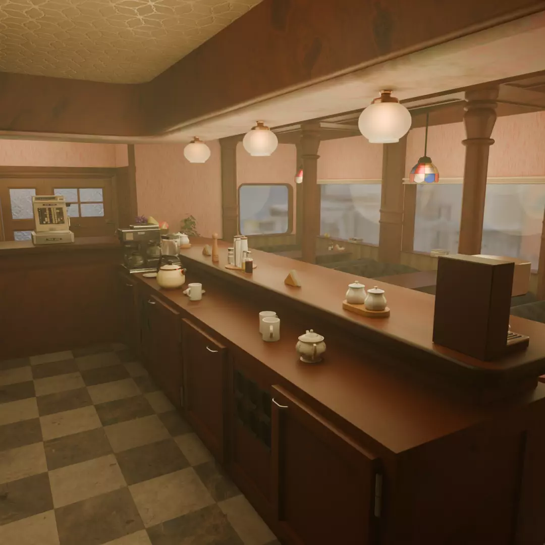 Retro Japanese coffee shop 3D model_2