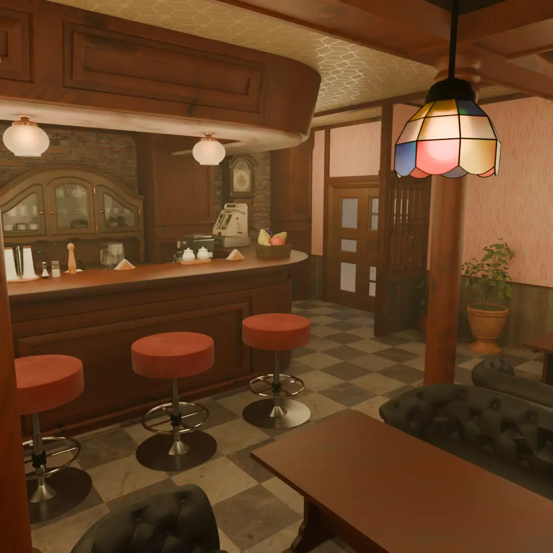 Retro Japanese coffee shop 3D model_4
