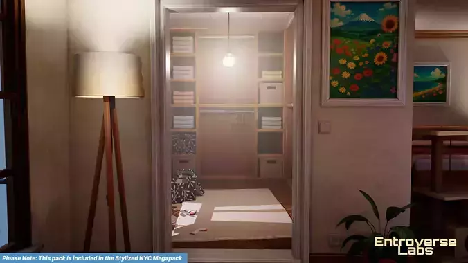 Stylized New York Gaming Room interior Environment Unreal Engine Low-poly 3D model 6