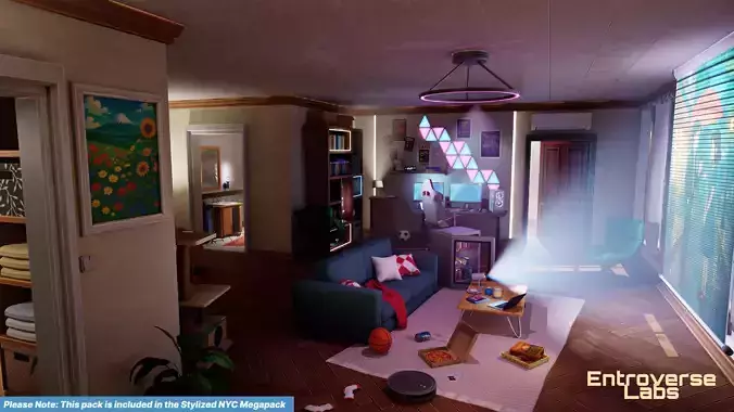 Stylized New York Gaming Room interior Environment Unreal Engine