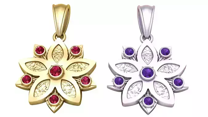 FLOWER GOLD PENDANT 3D PRINTABLE MODEL 