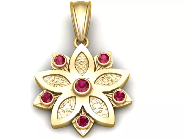 FLOWER GOLD PENDANT 3D PRINTABLE MODEL 3D print model_1