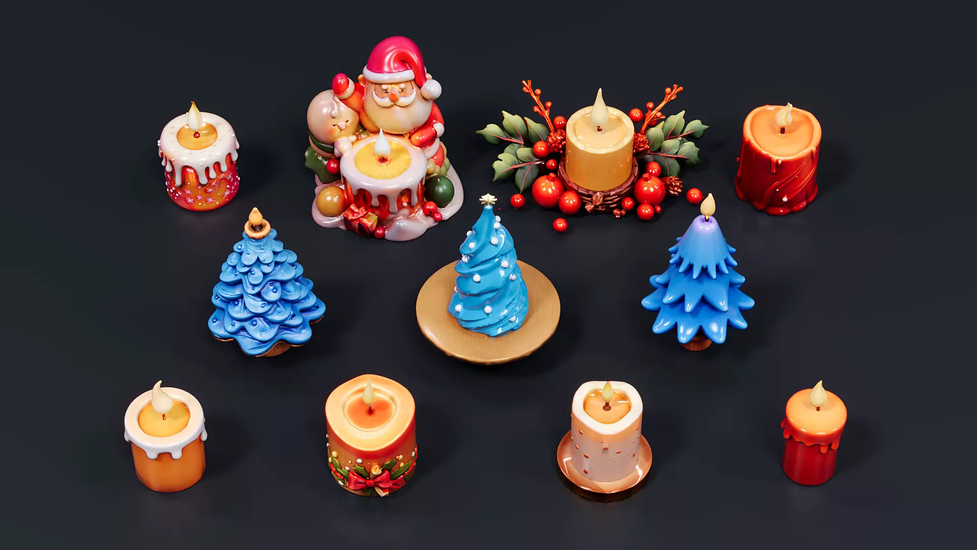 Christmas candle decorations 3D model