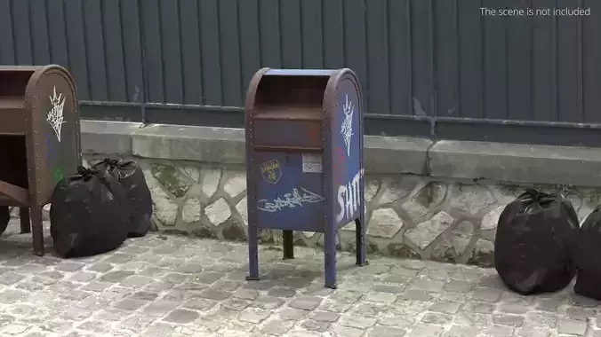 Rusted Street Mail Box Blue Used