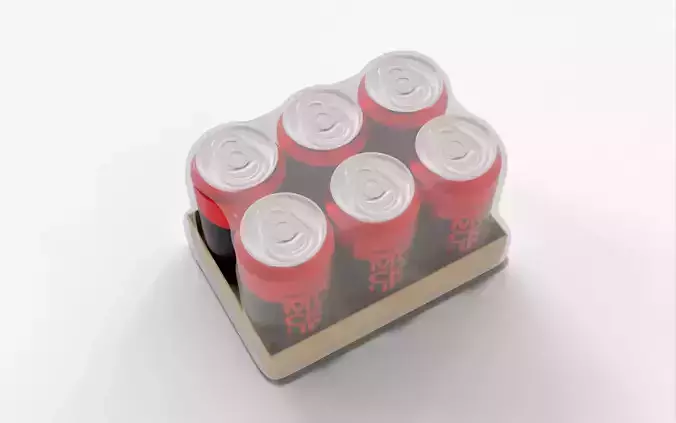 Red Soda Can Pack of 6 3D model 3