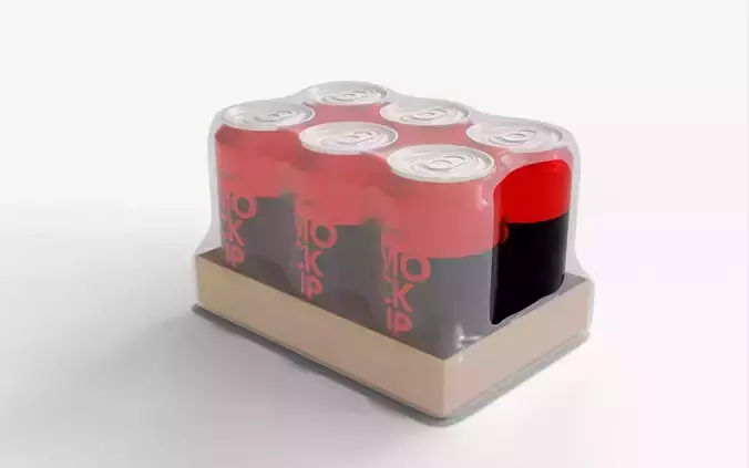 Red Soda Can Pack of 6 3D model 2