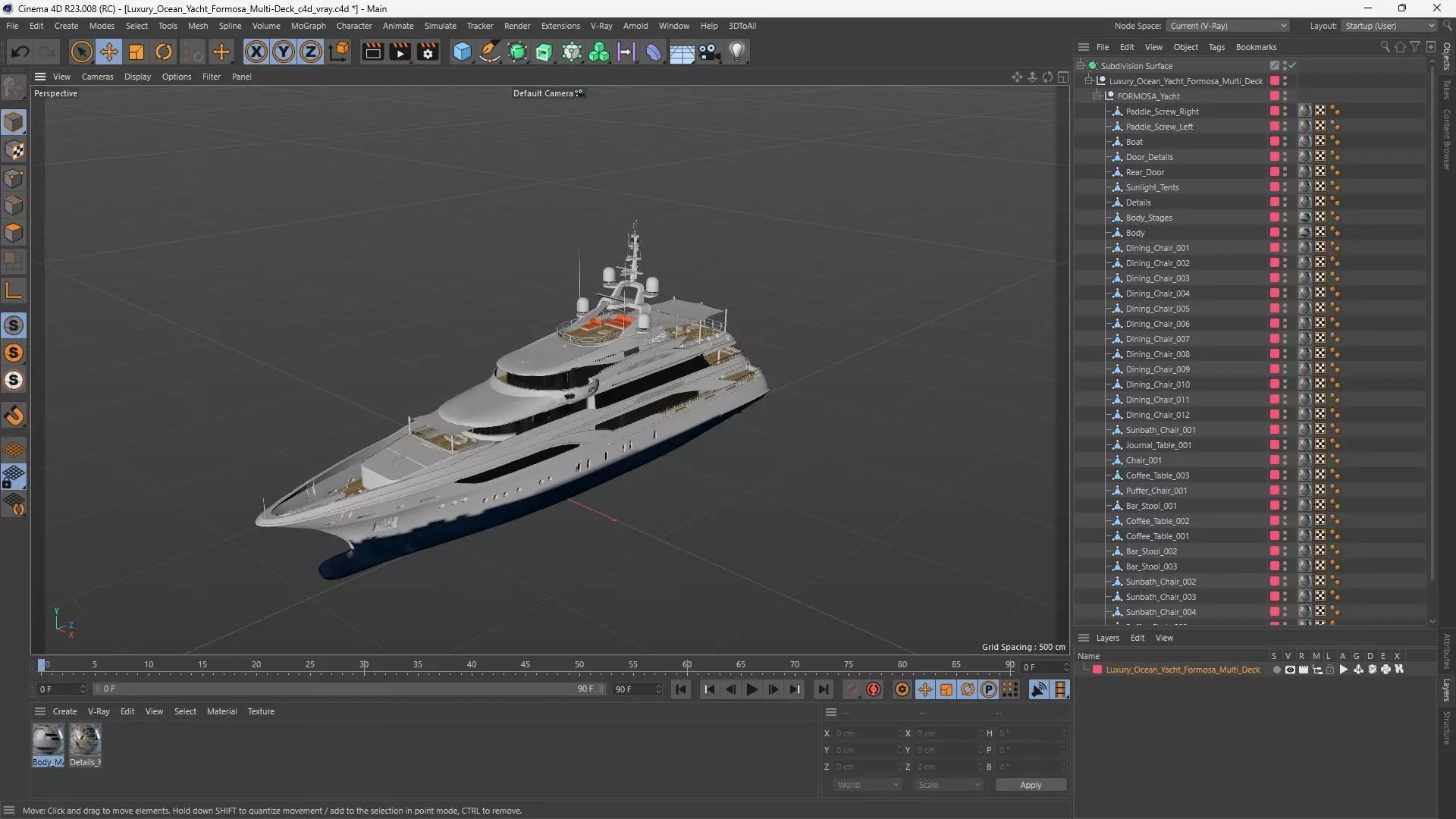 Luxury Ocean Yacht Formosa Multi-Deck 3D model_22