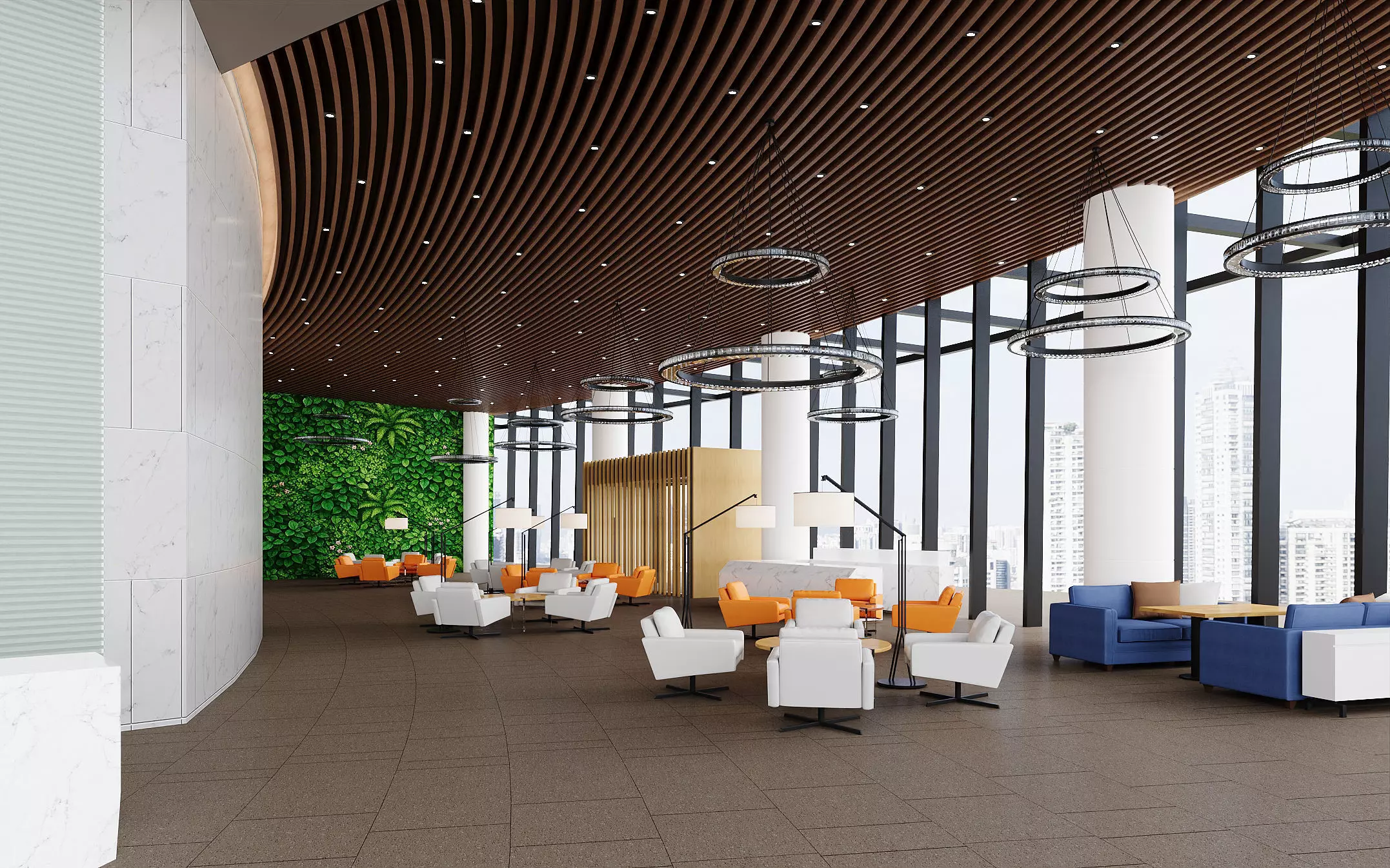 Modern Office Lobby Lounge 3D model_0