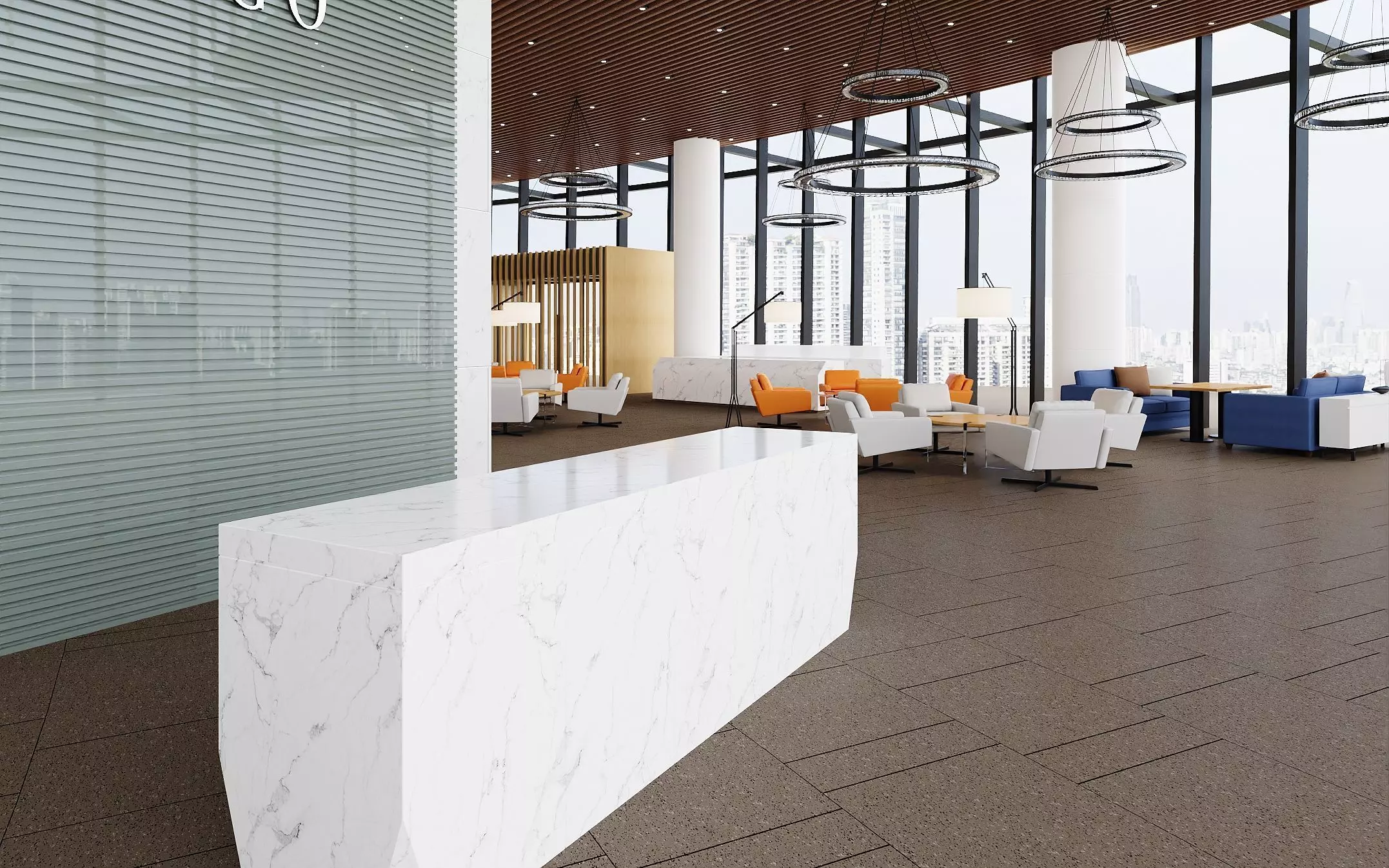 Modern Office Lobby Lounge 3D model_4