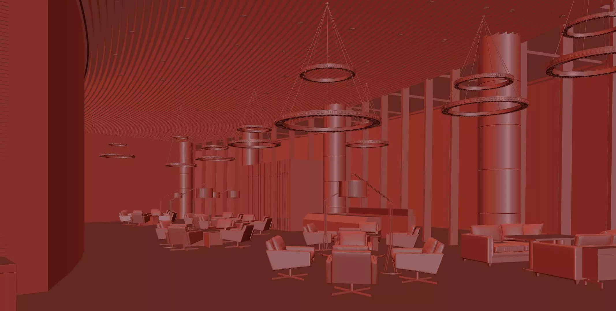 Modern Office Lobby Lounge 3D model_5