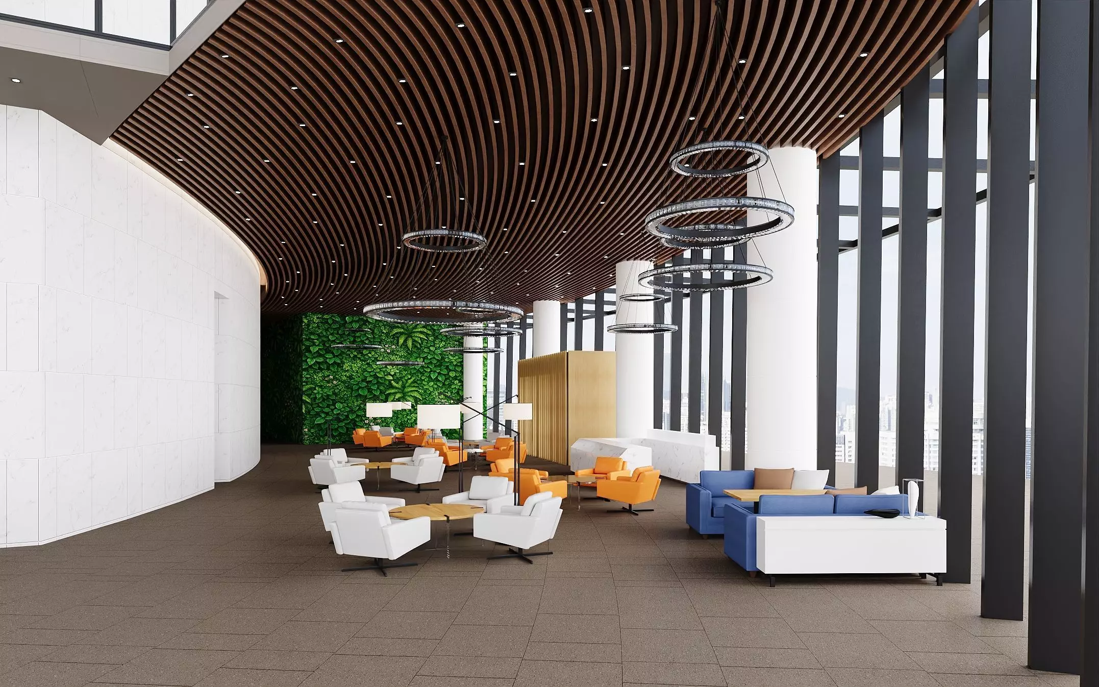 Modern Office Lobby Lounge 3D model_1