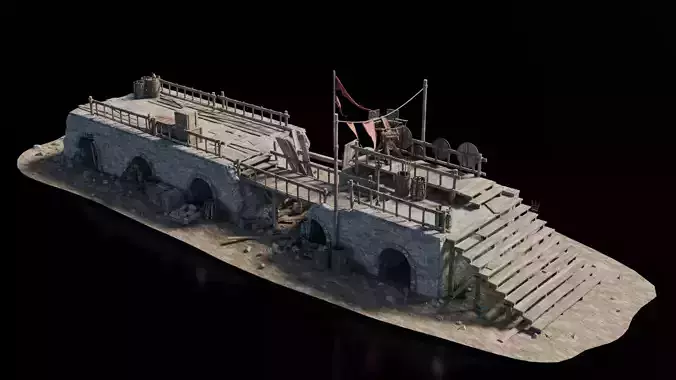 Broken Bridge Medieval 3D model Broken Bridge Medieval 3D model
