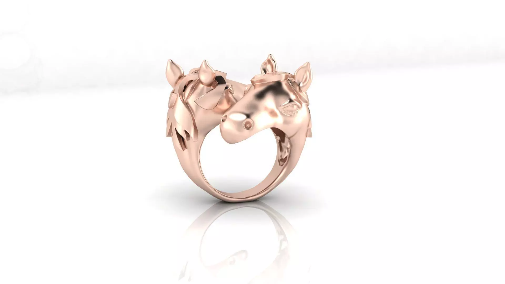 free two horse head gold ring Free 3D print model
