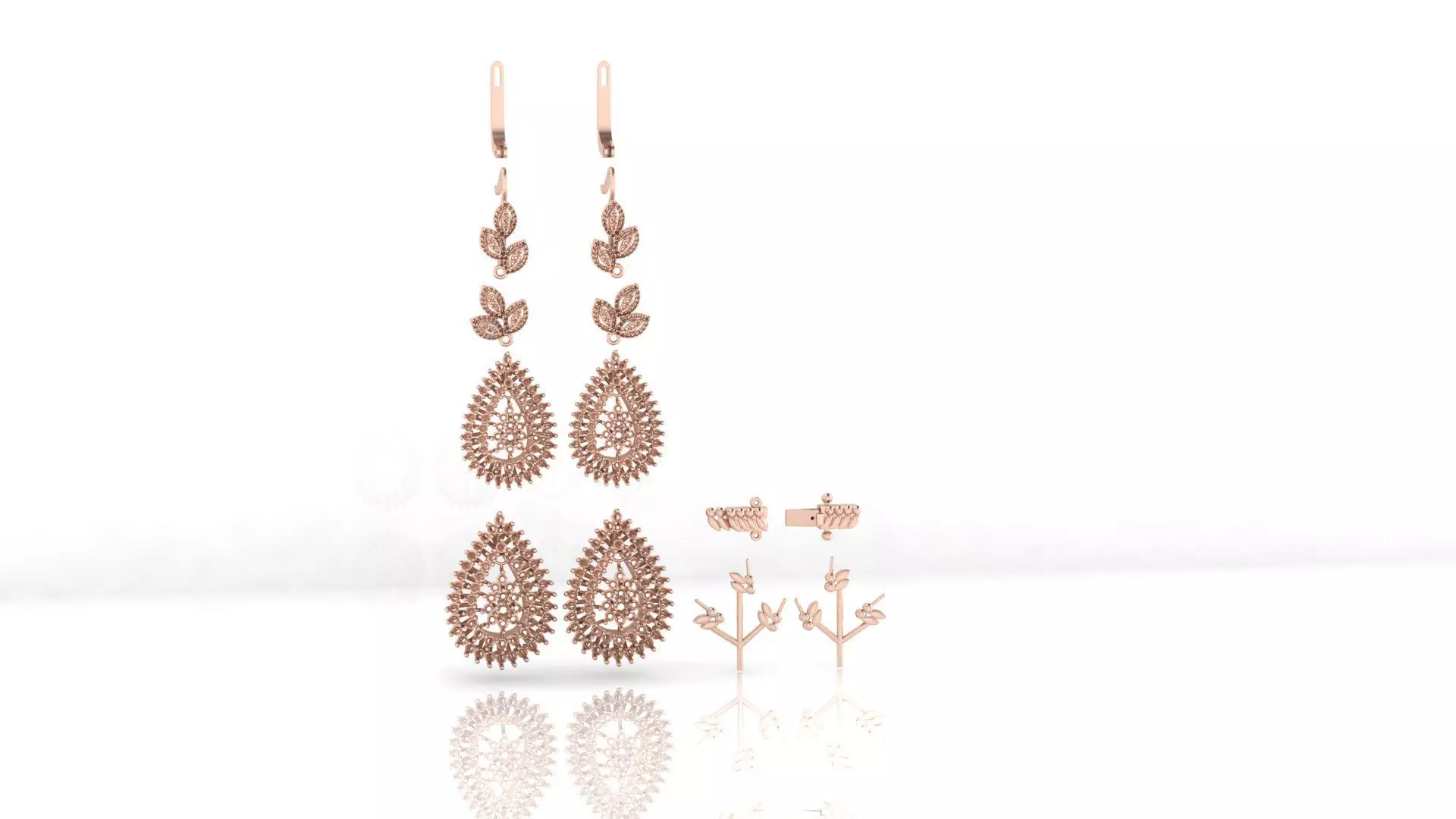 free pear pave setting jewelry earring Free 3D print model