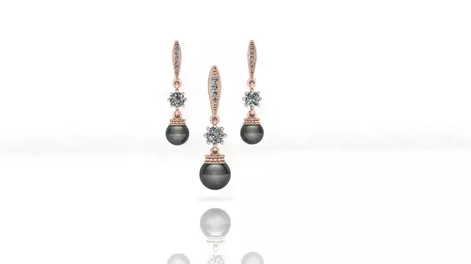 pearl jewelry set earring and pendant