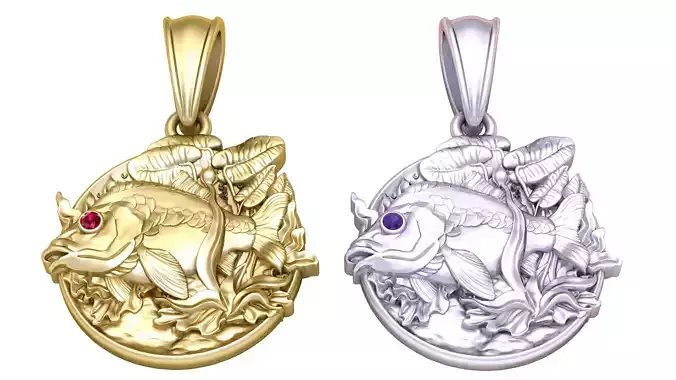 ROUND DESIGN FISH PENDANT 3D PRINTBLE MODEL 