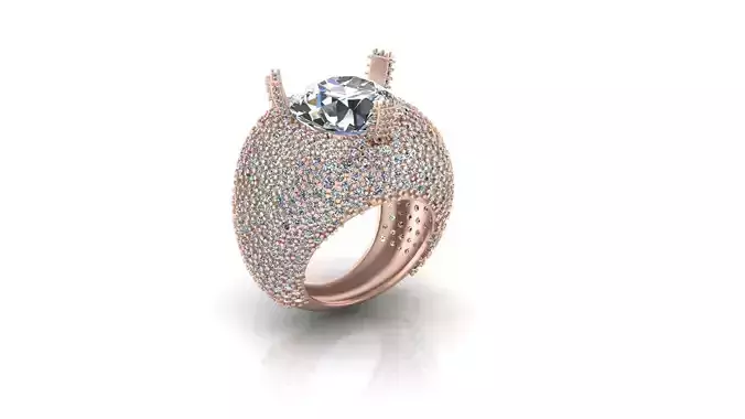 round pave setting high jewelry ring