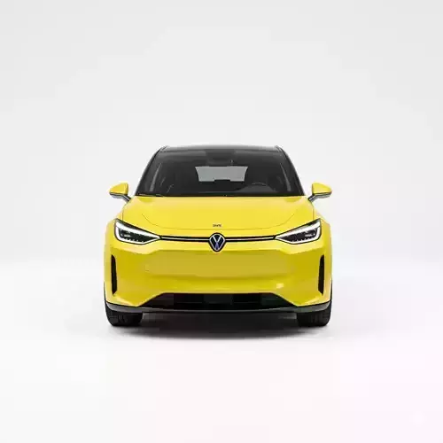 Bright Yellow Electric Vehicle Modern Hatchback Low-poly 3D model 3