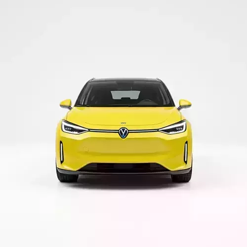 Bright Yellow Electric Vehicle Modern Hatchback Low-poly 3D model 6