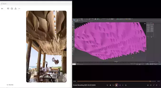 Wavy Fabric Ceiling 3ds Max Model 