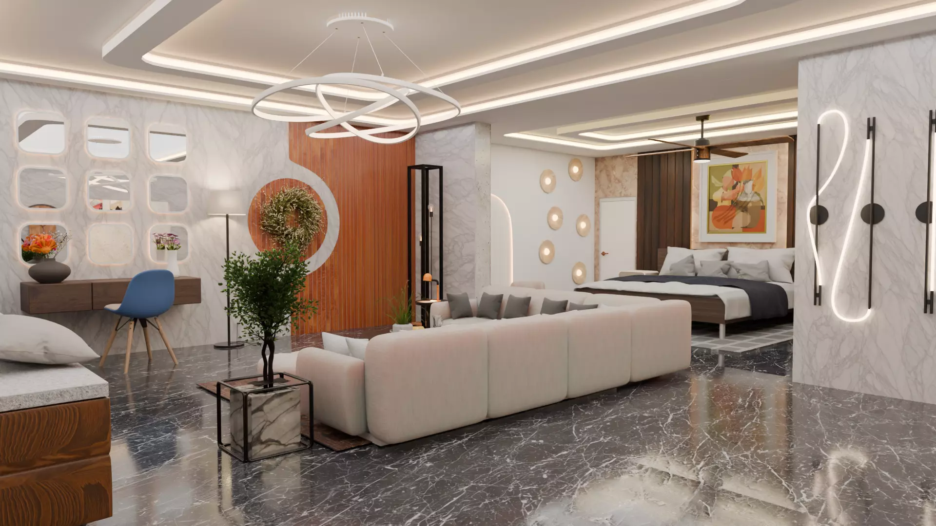 Full Apartment Pack Interior 3D Model Blender Scene Low-poly 3D model_5