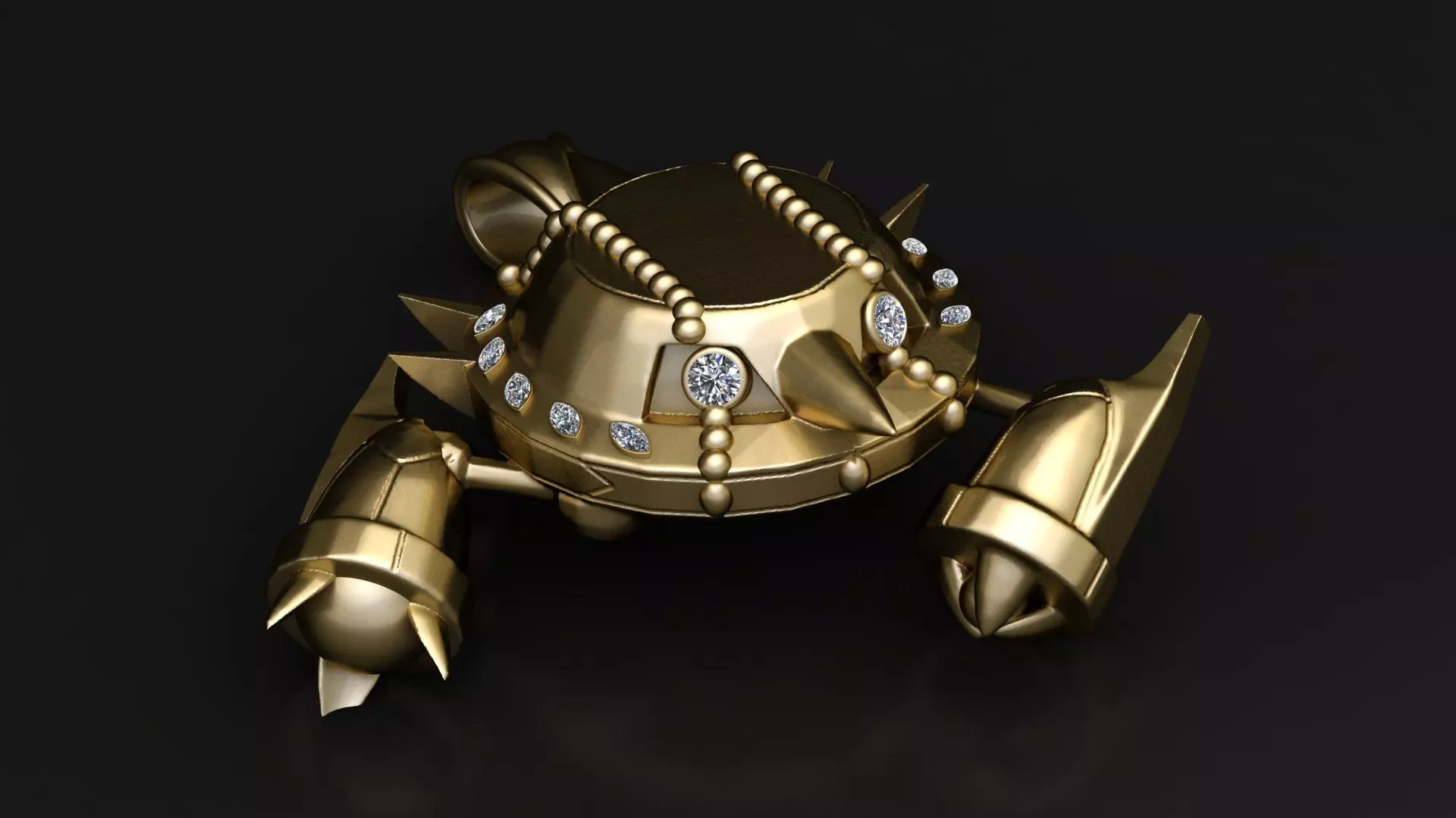 Armored Warrior Crab Pendant 3D print model_0