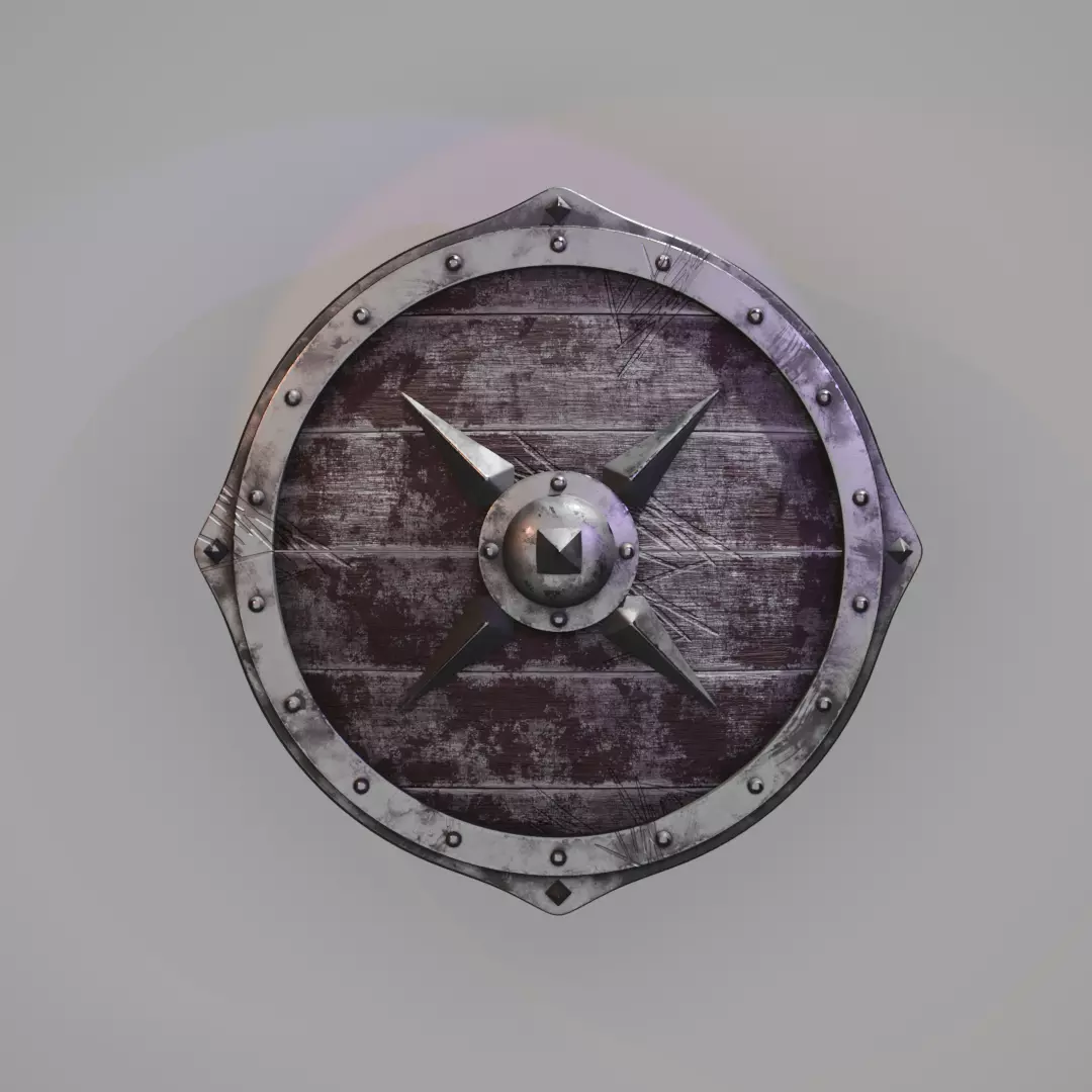 Viking War Shield Low-poly 3D model_2