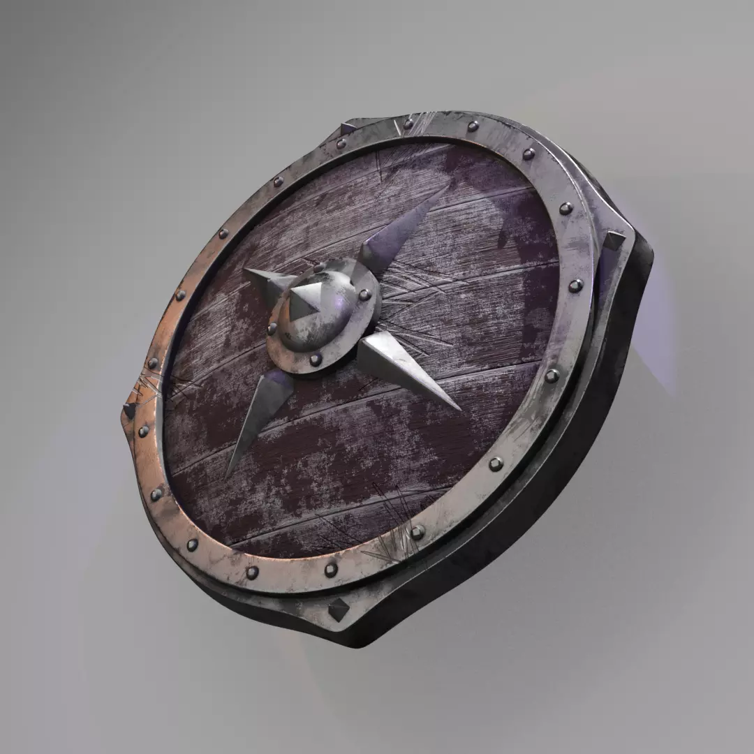 Viking War Shield Low-poly 3D model_4