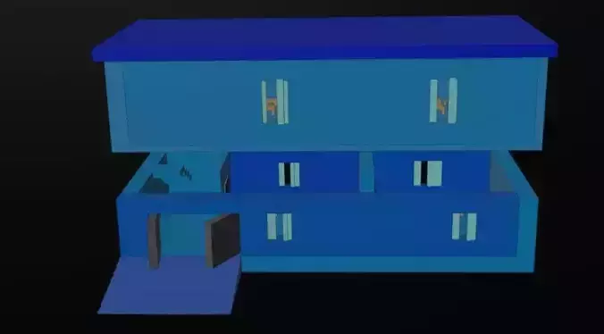 Classroom with Desks and Chairs 3D Model obj fbx No Textures Low-poly 3D model