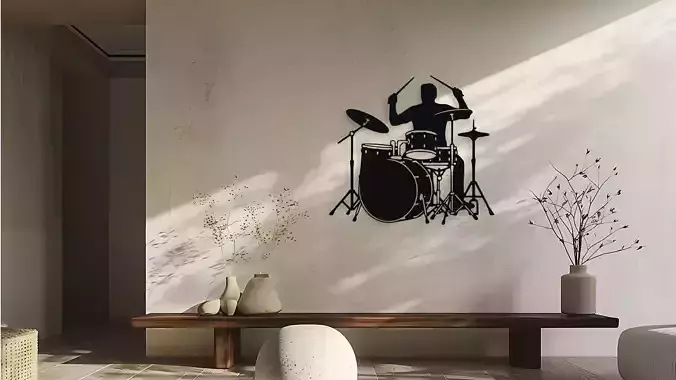 Drummer Silhouette Wall Decor Art