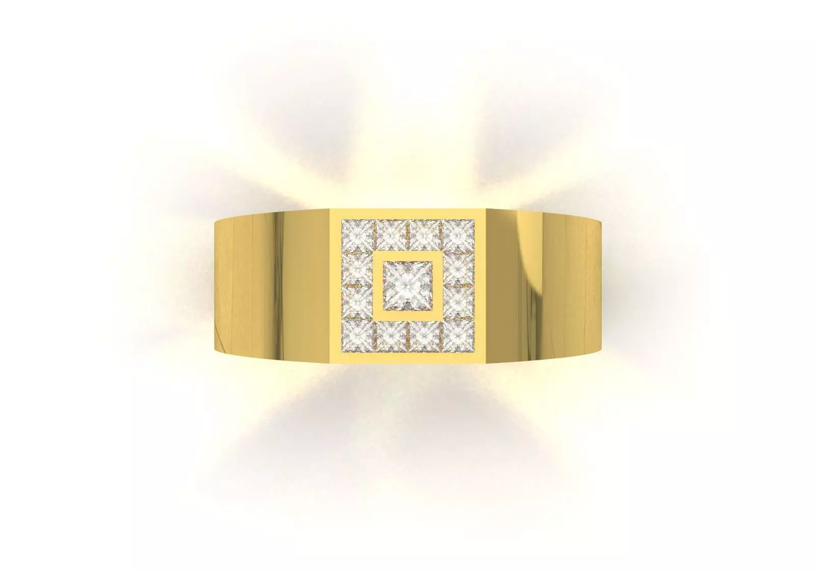 Square Paved Signet Ring with Grid Motif model mr0306 3D print model_4