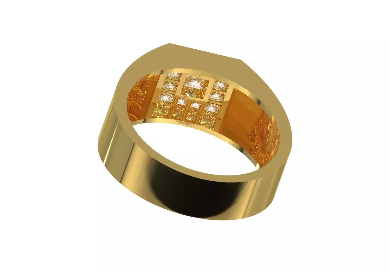 Square Paved Signet Ring with Grid Motif model mr0306 3D print model_11