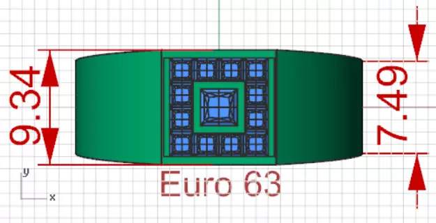 Square Paved Signet Ring with Grid Motif model mr0306 3D print model_21