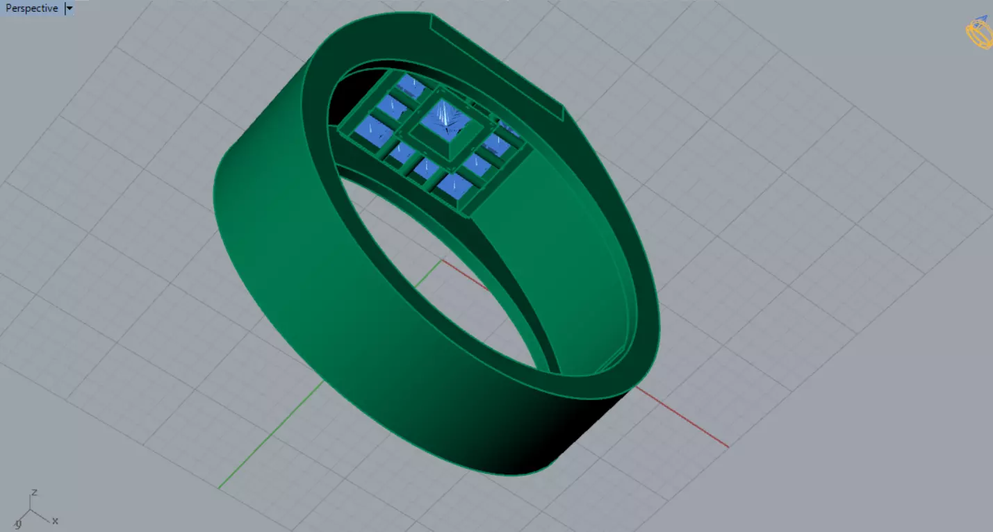 Square Paved Signet Ring with Grid Motif model mr0306 3D print model_10