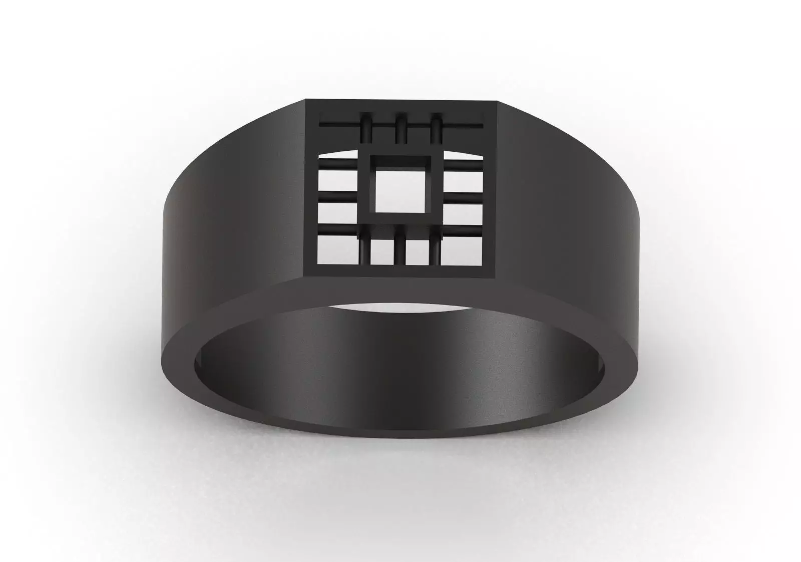 Square Paved Signet Ring with Grid Motif model mr0306 3D print model_17