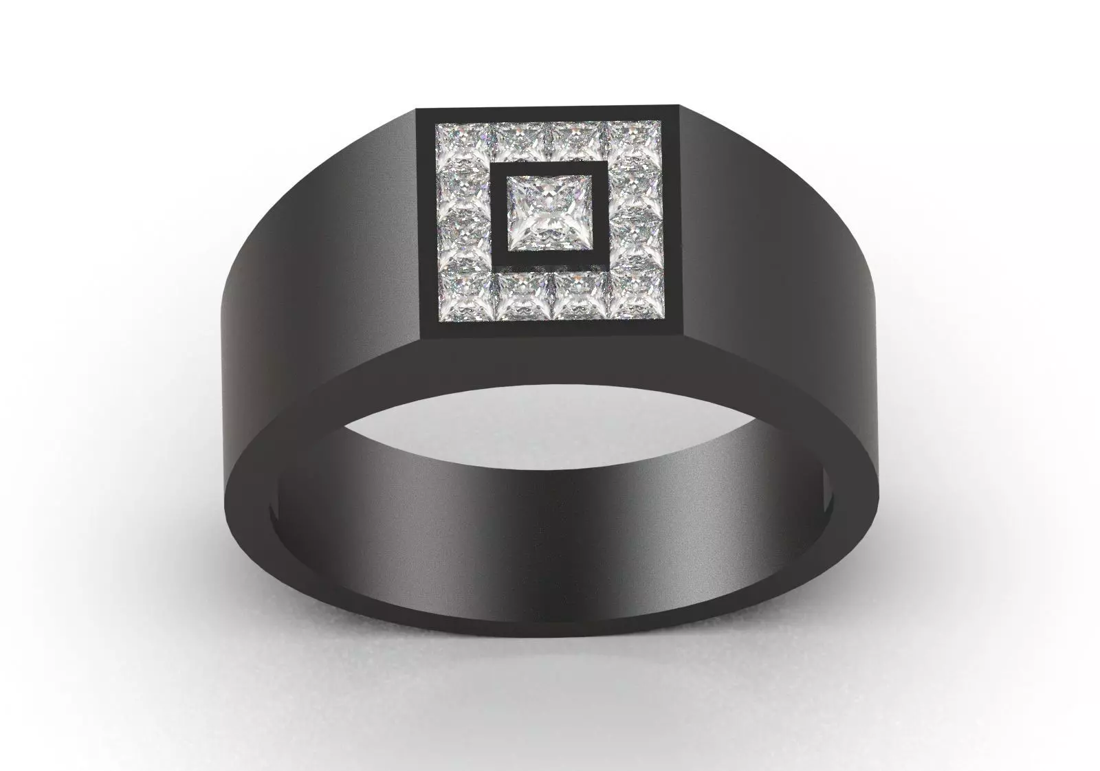 Square Paved Signet Ring with Grid Motif model mr0306 3D print model_16