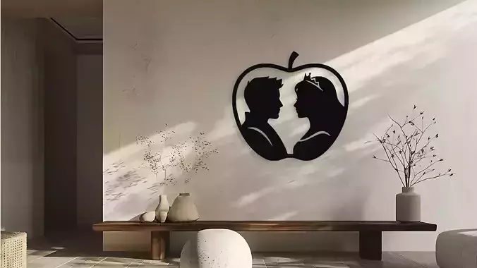Prince and Princess Apple Silhouette Wall Decor
